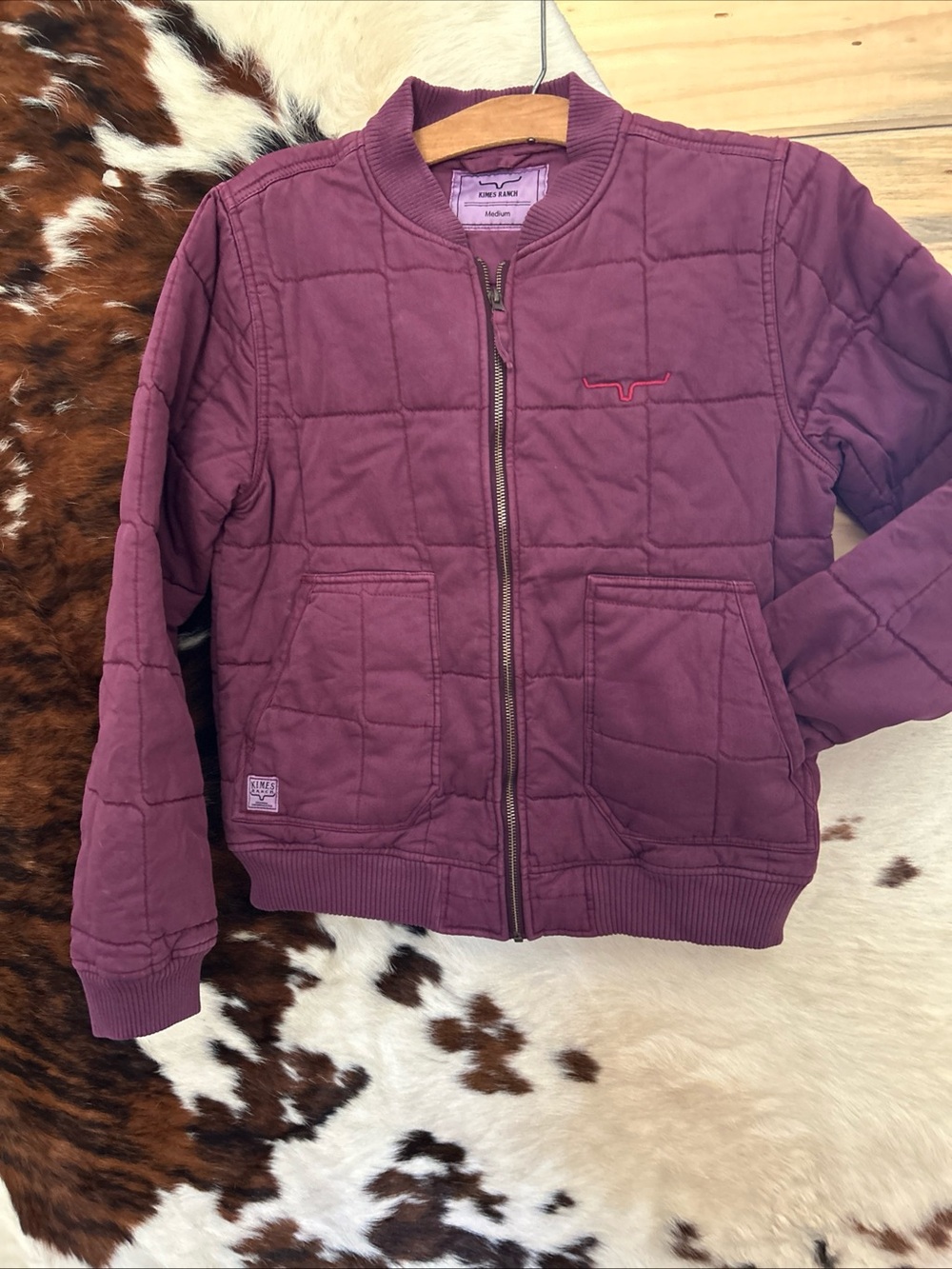 Kimes Ranch Bronc Bomber Jacket Ladies Size M Purple Zip Front Pockets